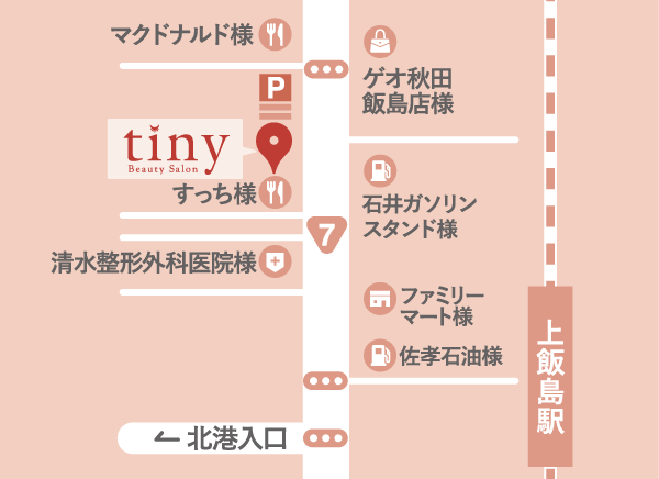 tiny 秋田市 マツエク ティニー 地図　